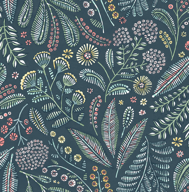 A-Street Prints Briar Teal Floral Wallpaper