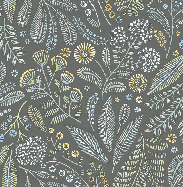 A-Street Prints Briar Grey Floral Wallpaper