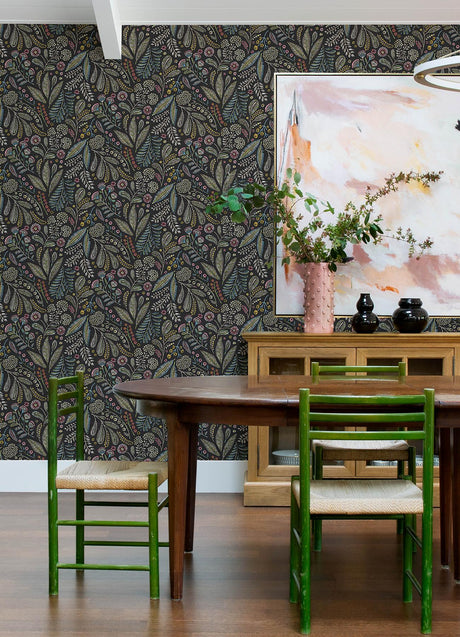 A-Street Prints Briar Charcoal Floral Wallpaper