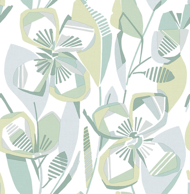 A-Street Prints Nathalie Light Green Abstract Blooms Wallpaper