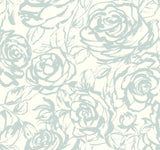 A-Street Prints Nelda Light Blue Rose Wallpaper