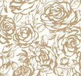 A-Street Prints Nelda Gold Rose Wallpaper