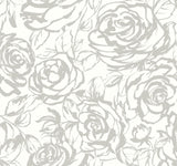A-Street Prints Nelda Silver Rose Wallpaper