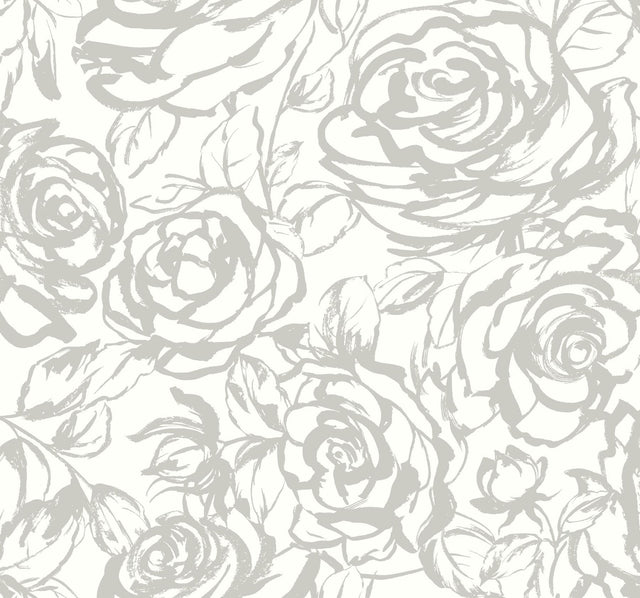 A-Street Prints Nelda Silver Rose Wallpaper