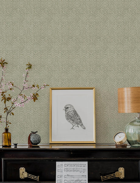 A-Street Prints Gallivant Sage Woven Geometric Wallpaper