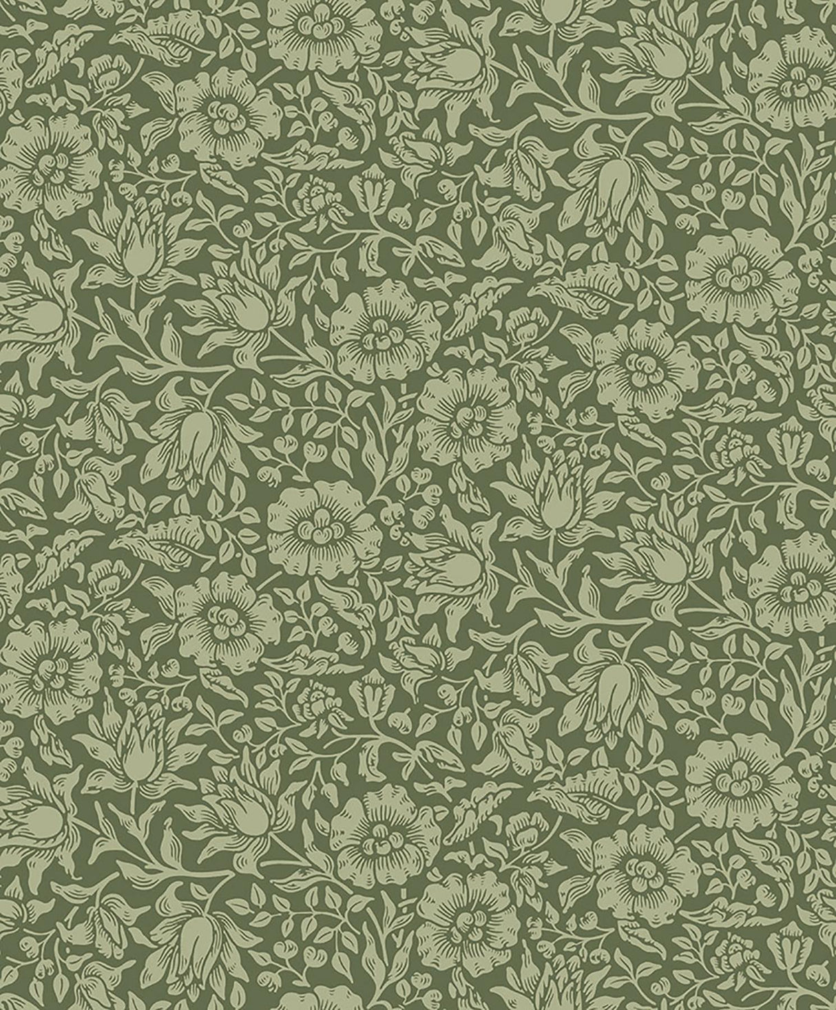 A-Street Prints Mallow Dark Green Floral Vine Wallpaper