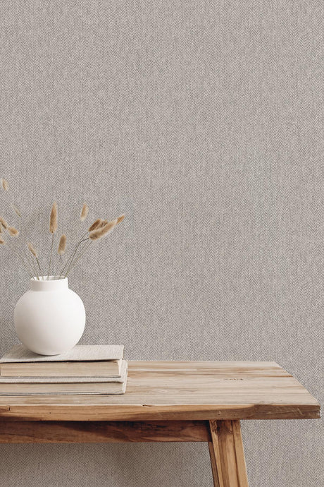 Brewster Home Fashions Herringbone Grey Tweed Wallpaper