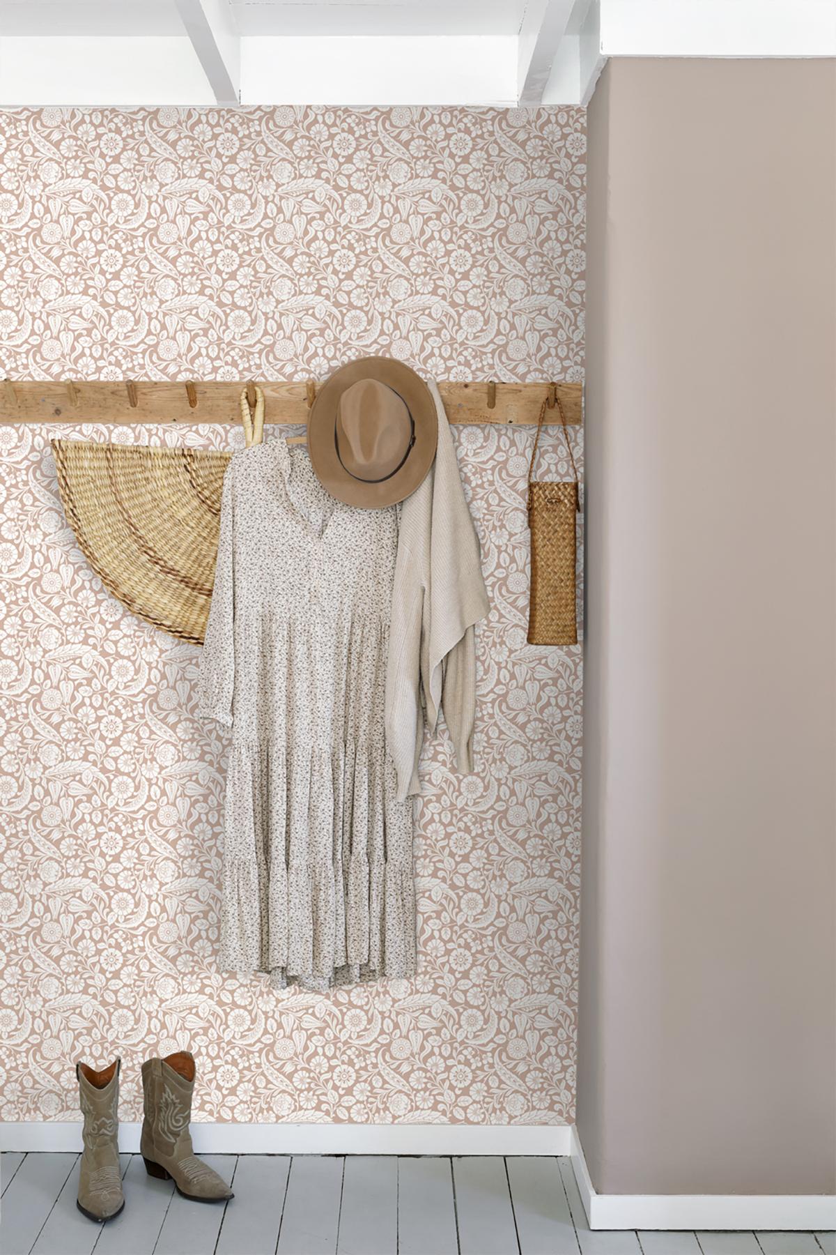 Brewster Home Fashions Cordelia Pink Baroque Blooms Wallpaper