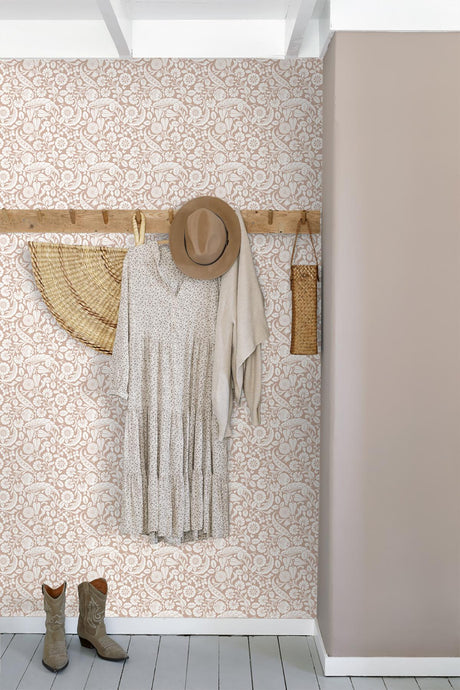 Brewster Home Fashions Cordelia Pink Baroque Blooms Wallpaper