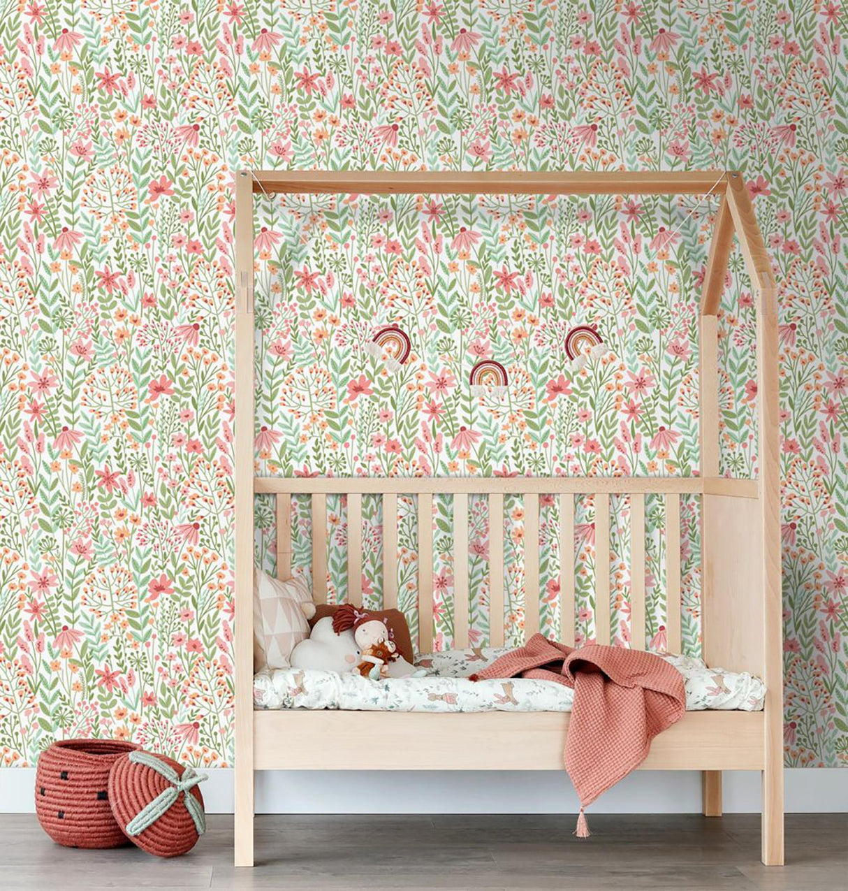 Brewster Home Fashions Eudora Green Prairie Petals Wallpaper