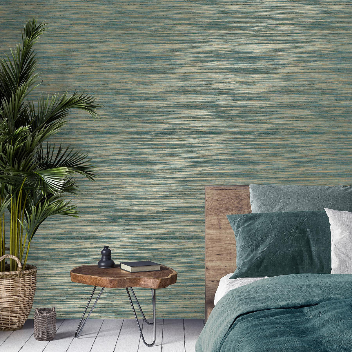 Brewster Home Fashions Fusion Teal Plain Wallpaper