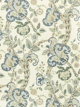 Scalamandre Cumbria Wallcovering Aquamarine On Ivory Wallpaper