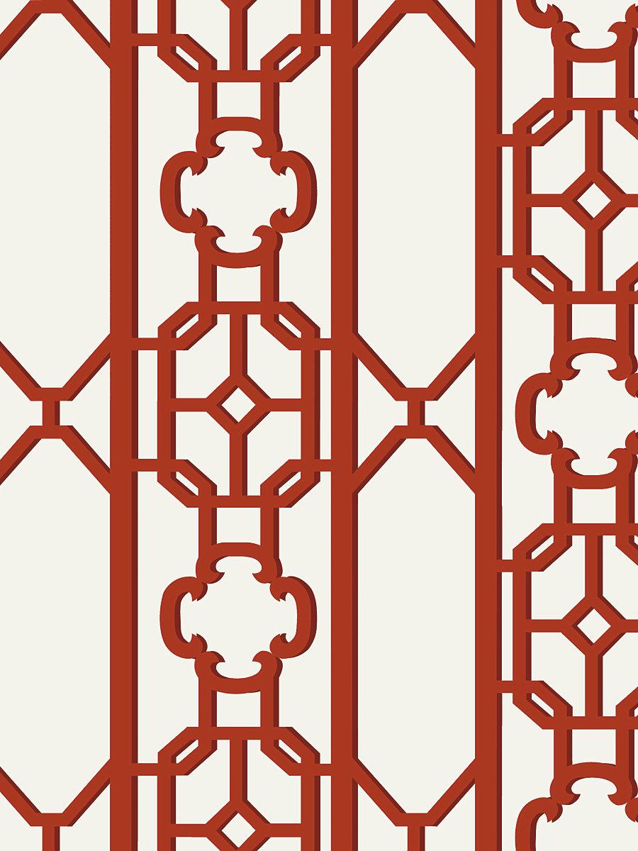 Scalamandre Joanna Fret Lacquer Red Wallpaper