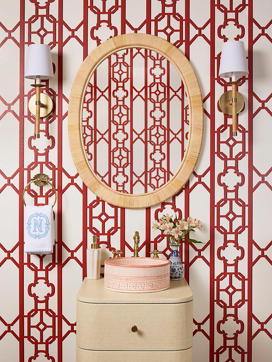 Scalamandre Joanna Fret Lacquer Red Wallpaper