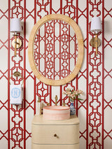 Scalamandre Joanna Fret Lacquer Red Wallpaper