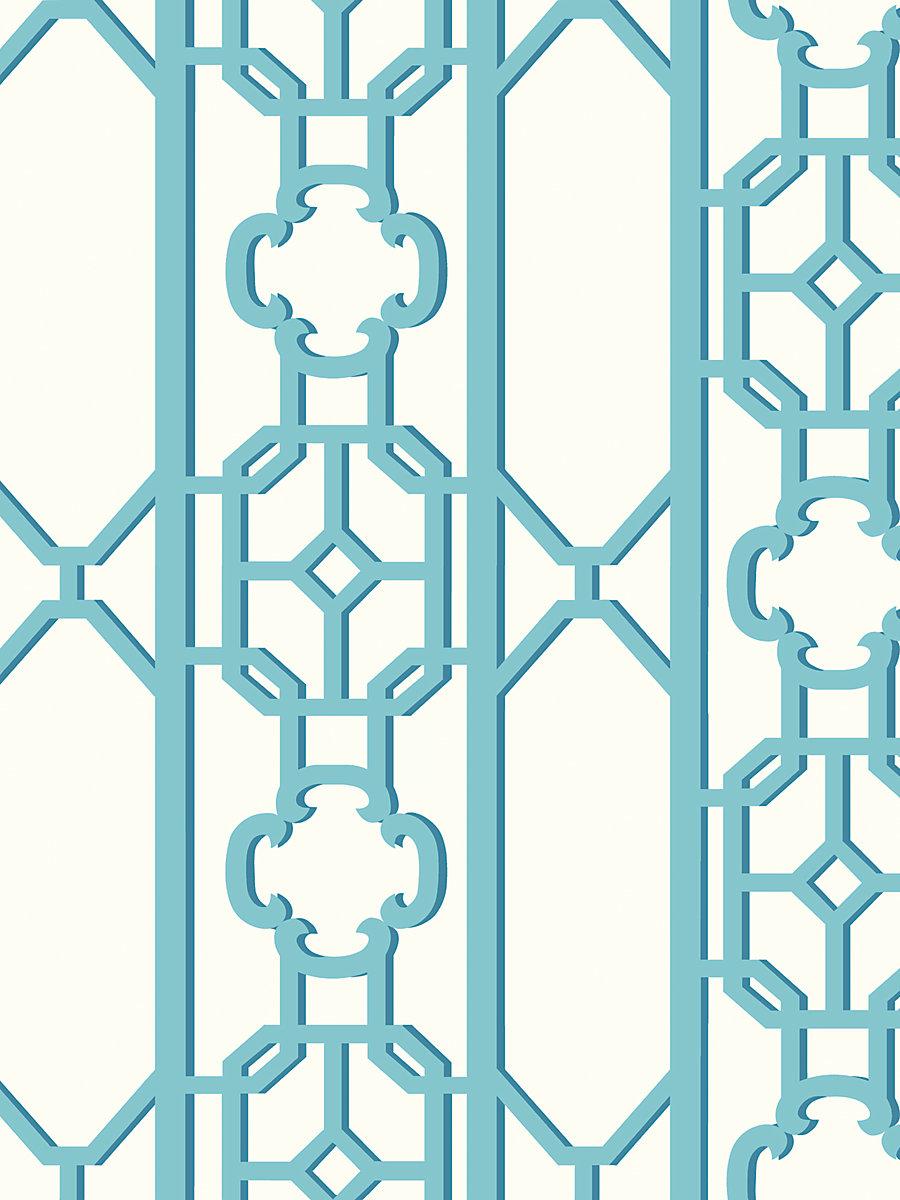 Scalamandre Joanna Fret Turquoise Wallpaper