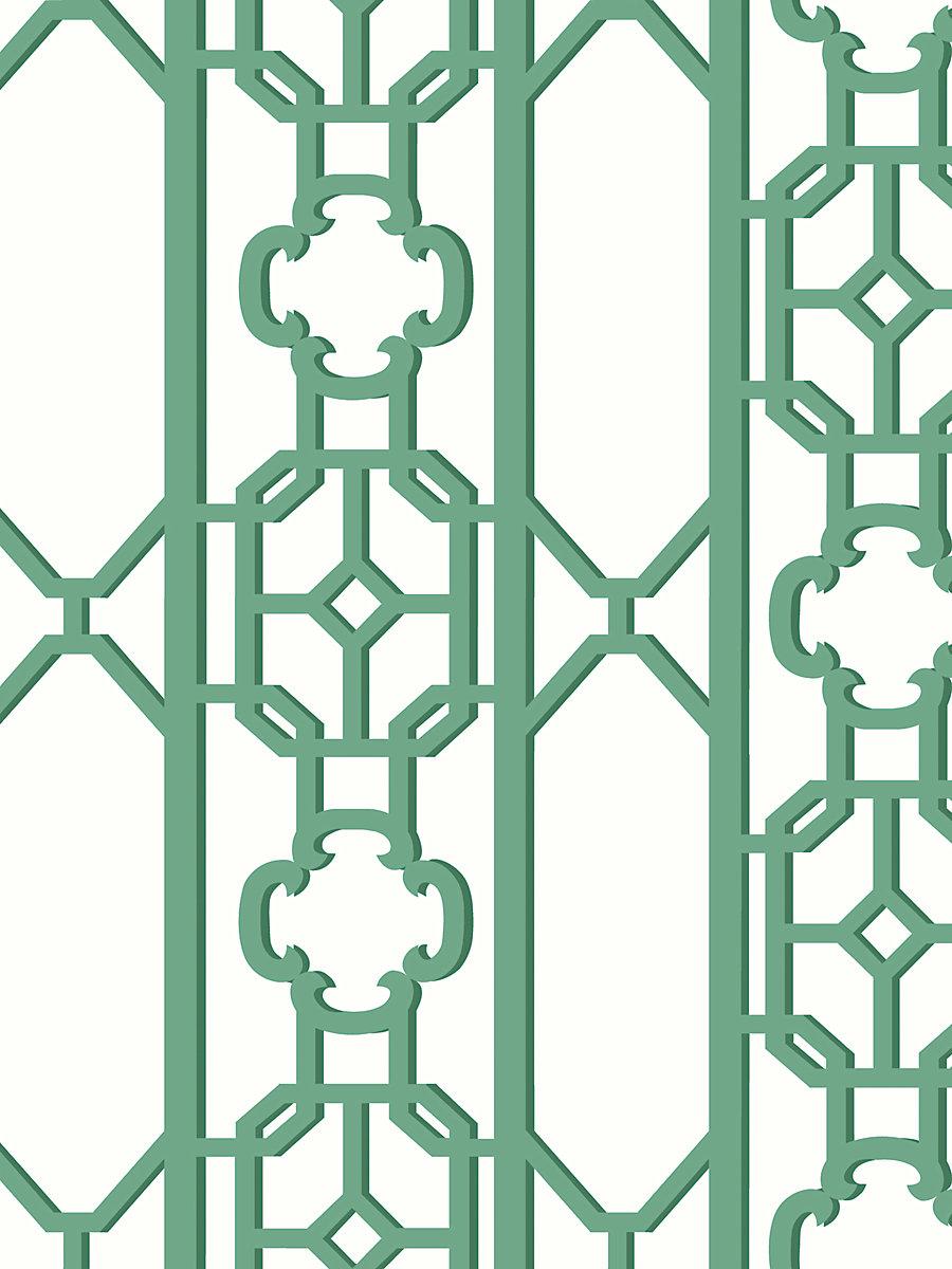 Scalamandre Joanna Fret Gazebo Green Wallpaper
