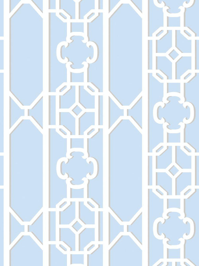 Scalamandre Joanna Fret Powder Blue Wallpaper
