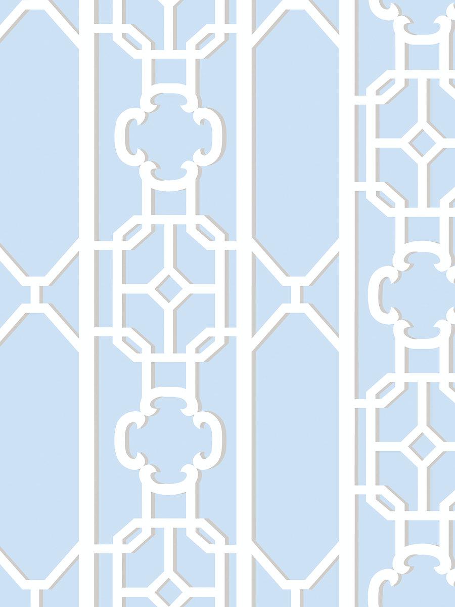 Scalamandre Joanna Fret Powder Blue Wallpaper