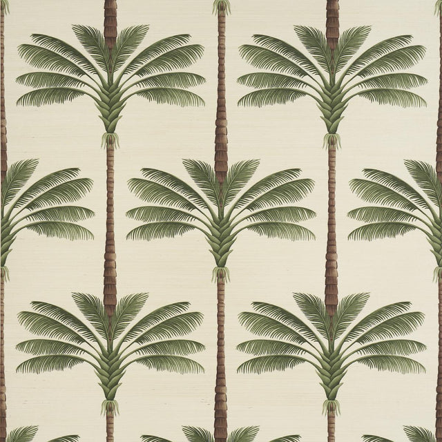 Schumacher A Palm Is A Palm Sisal Daylight Evergreen Wallpaper