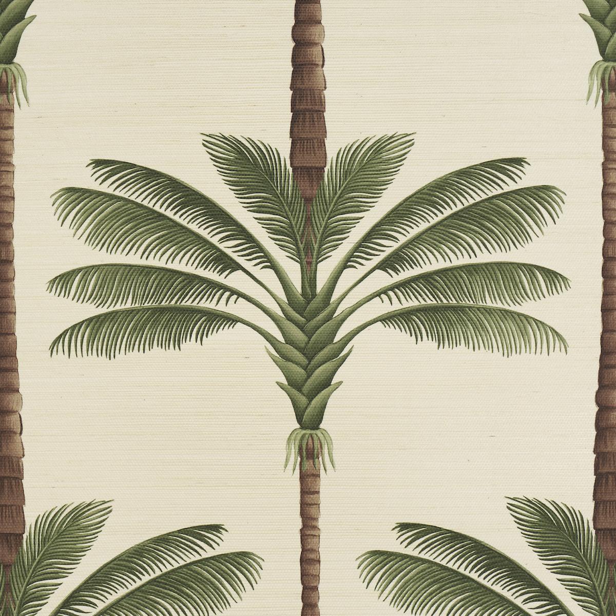 Schumacher A Palm Is A Palm Sisal Daylight Evergreen Wallpaper