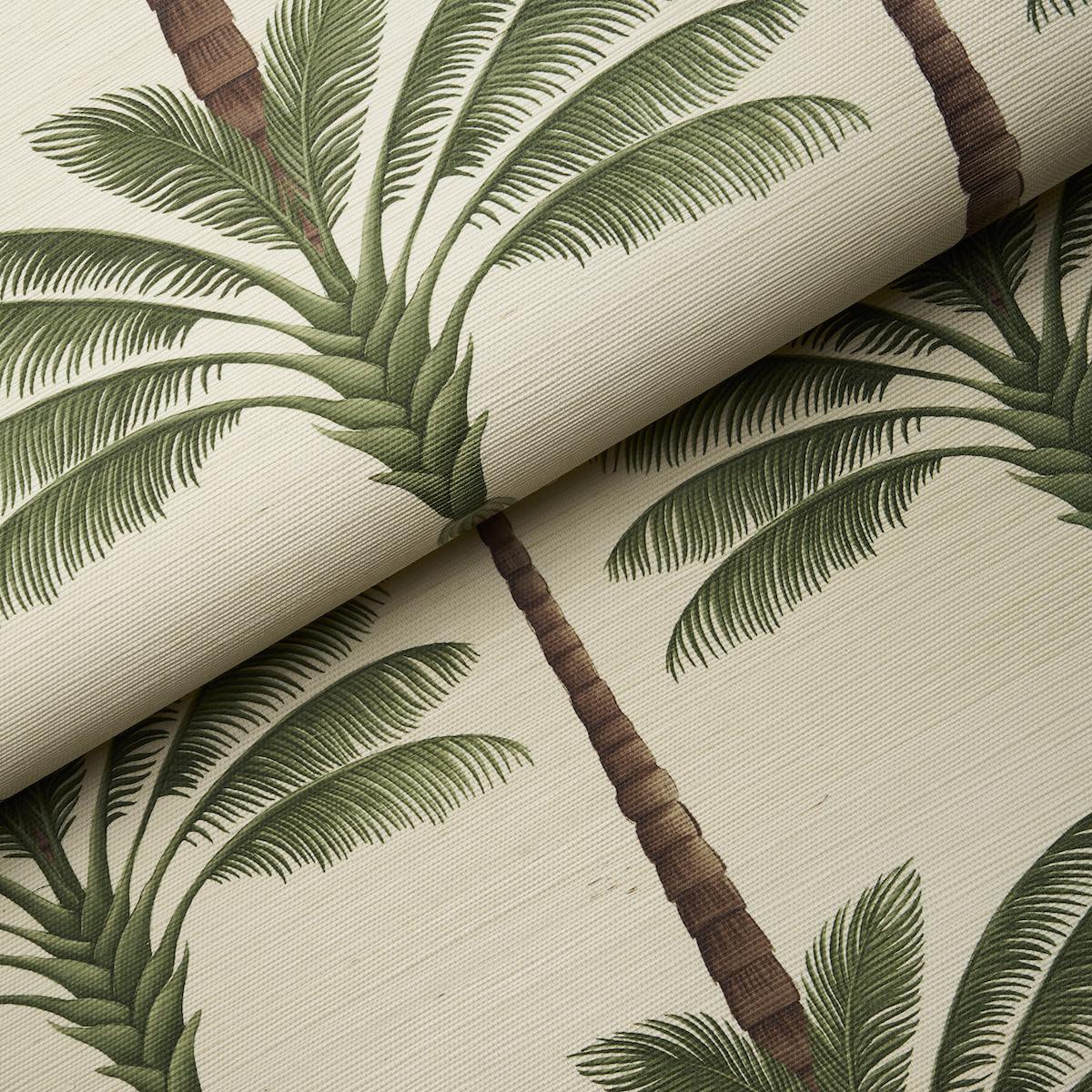 Schumacher A Palm Is A Palm Sisal Daylight Evergreen Wallpaper