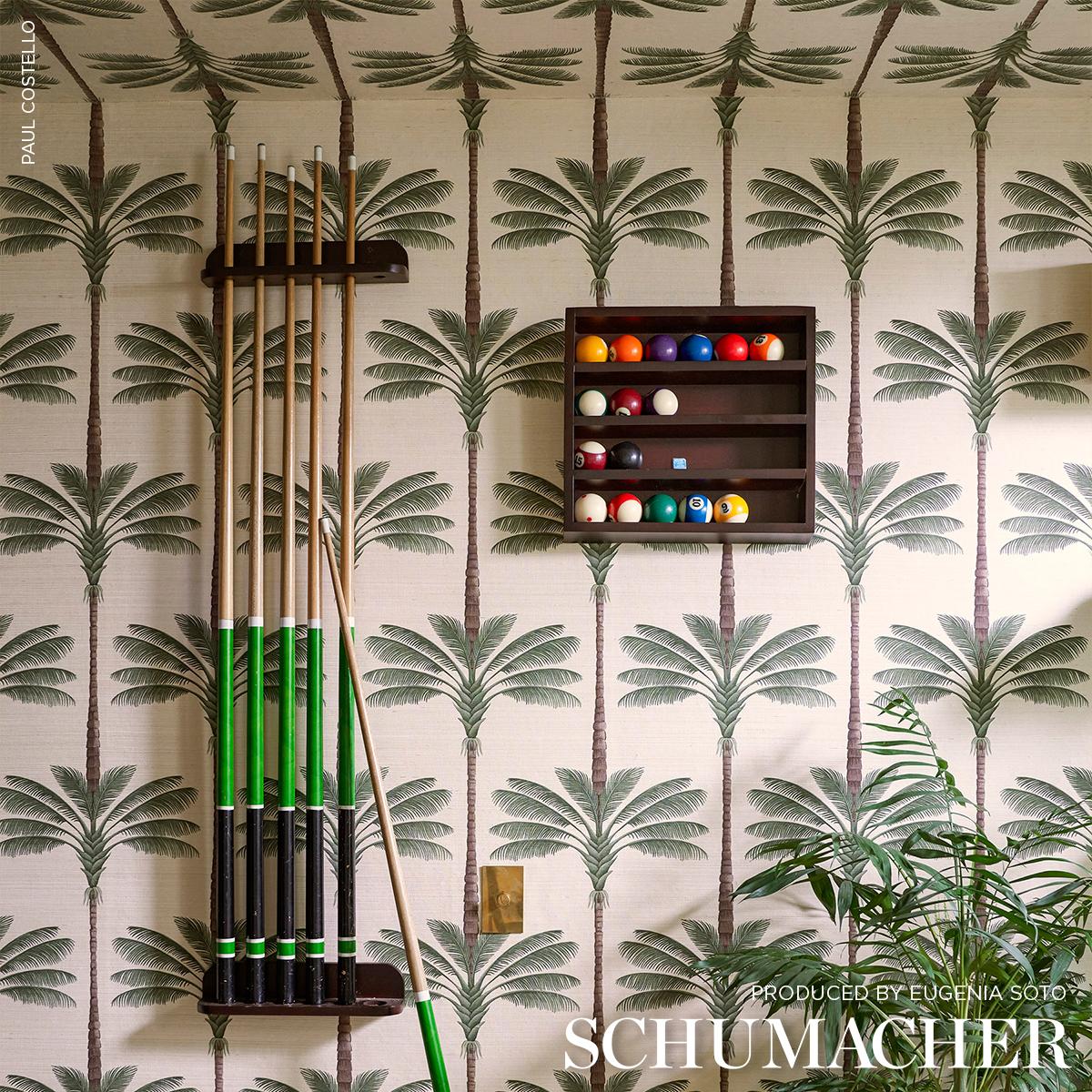 Schumacher A Palm Is A Palm Sisal Daylight Evergreen Wallpaper