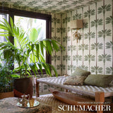 Schumacher A Palm Is A Palm Sisal Daylight Evergreen Wallpaper