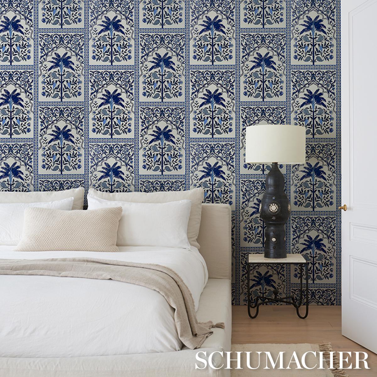 Schumacher Amazonas Mystique Tropical Shades Of Blue Wallpaper