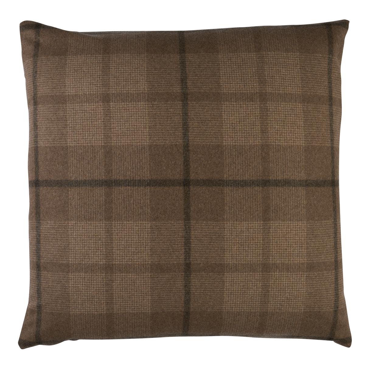 Schumacher Buckskin 18" x 18" Montana Wool Plaid Pillow
