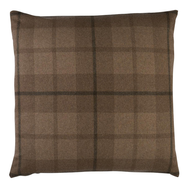 Schumacher Buckskin 22" x 22" Montana Wool Plaid Pillow
