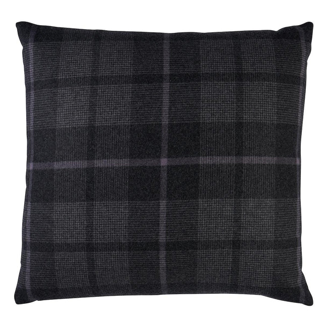 Schumacher Oxford Grey 22" x 22" Montana Wool Plaid Pillow