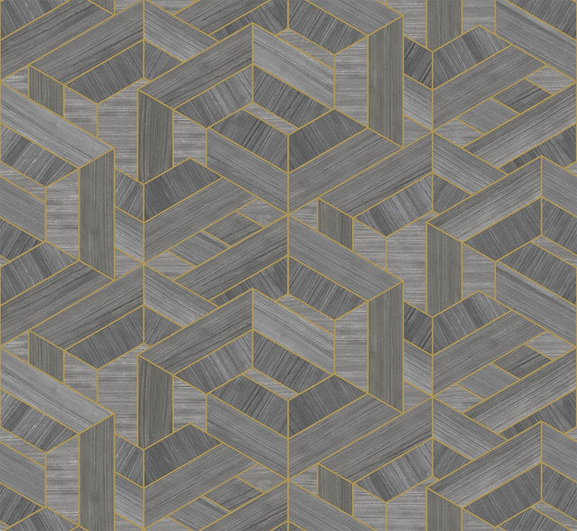 Seabrook Linnea Graphite Dust Wallpaper