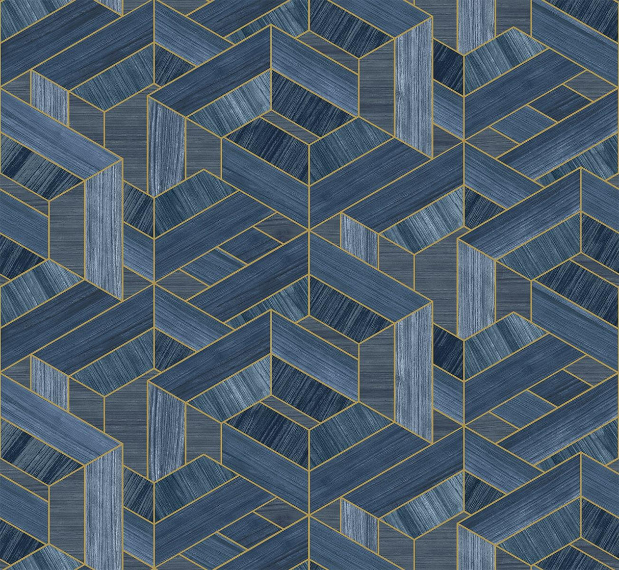 Seabrook Linnea Denim Blue Wallpaper