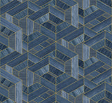 Seabrook Linnea Denim Blue Wallpaper