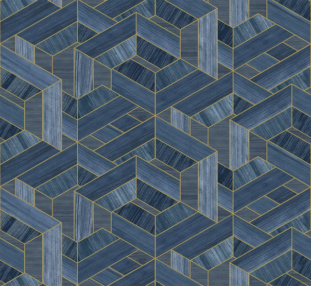 Seabrook Linnea Denim Blue Wallpaper