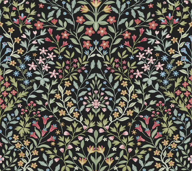 Magnolia Home Garden Terrace Black Wallpaper