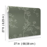 Magnolia Home Magnolia Branches Green Wallpaper