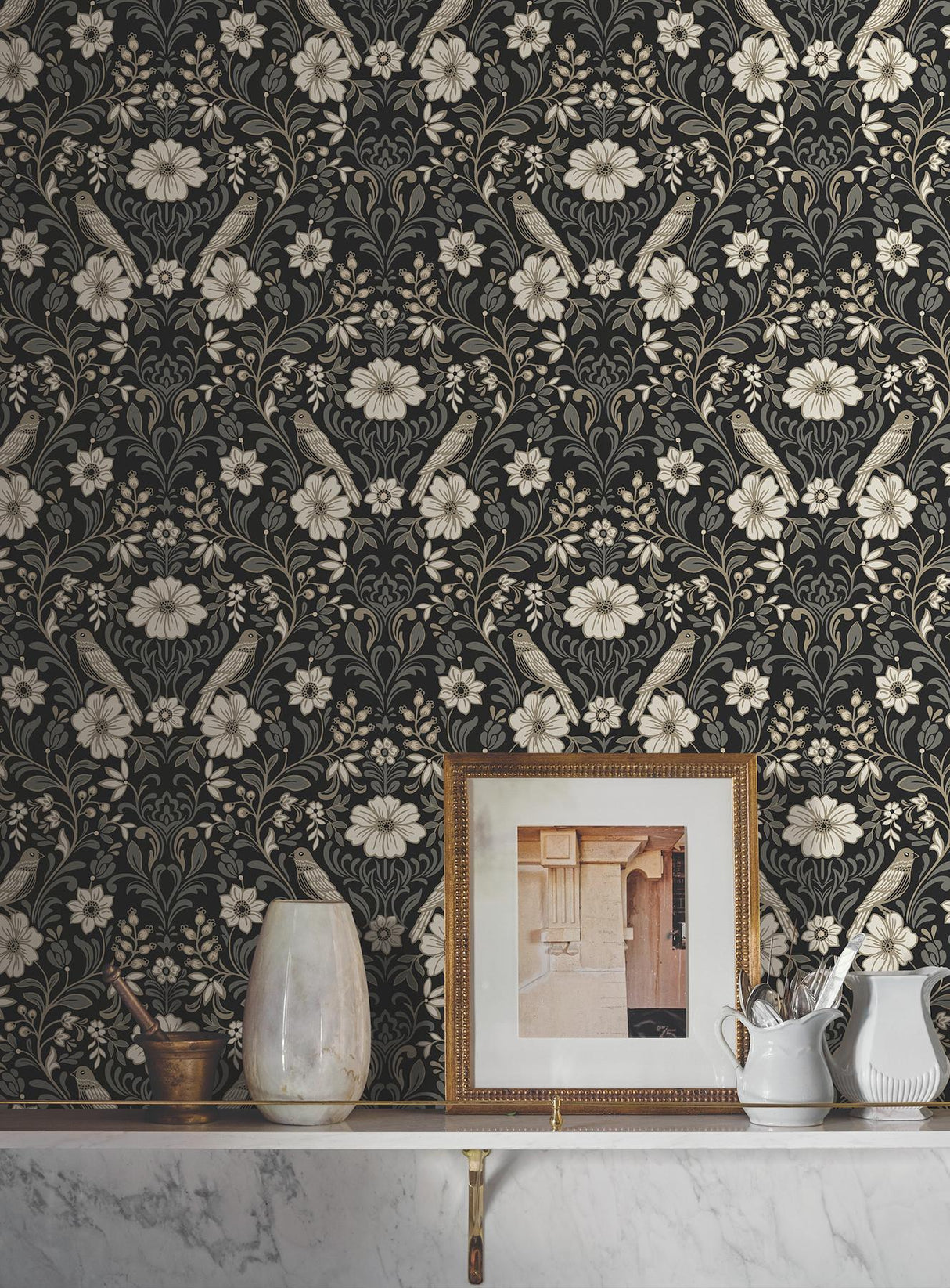 Magnolia Home Colette Black Wallpaper