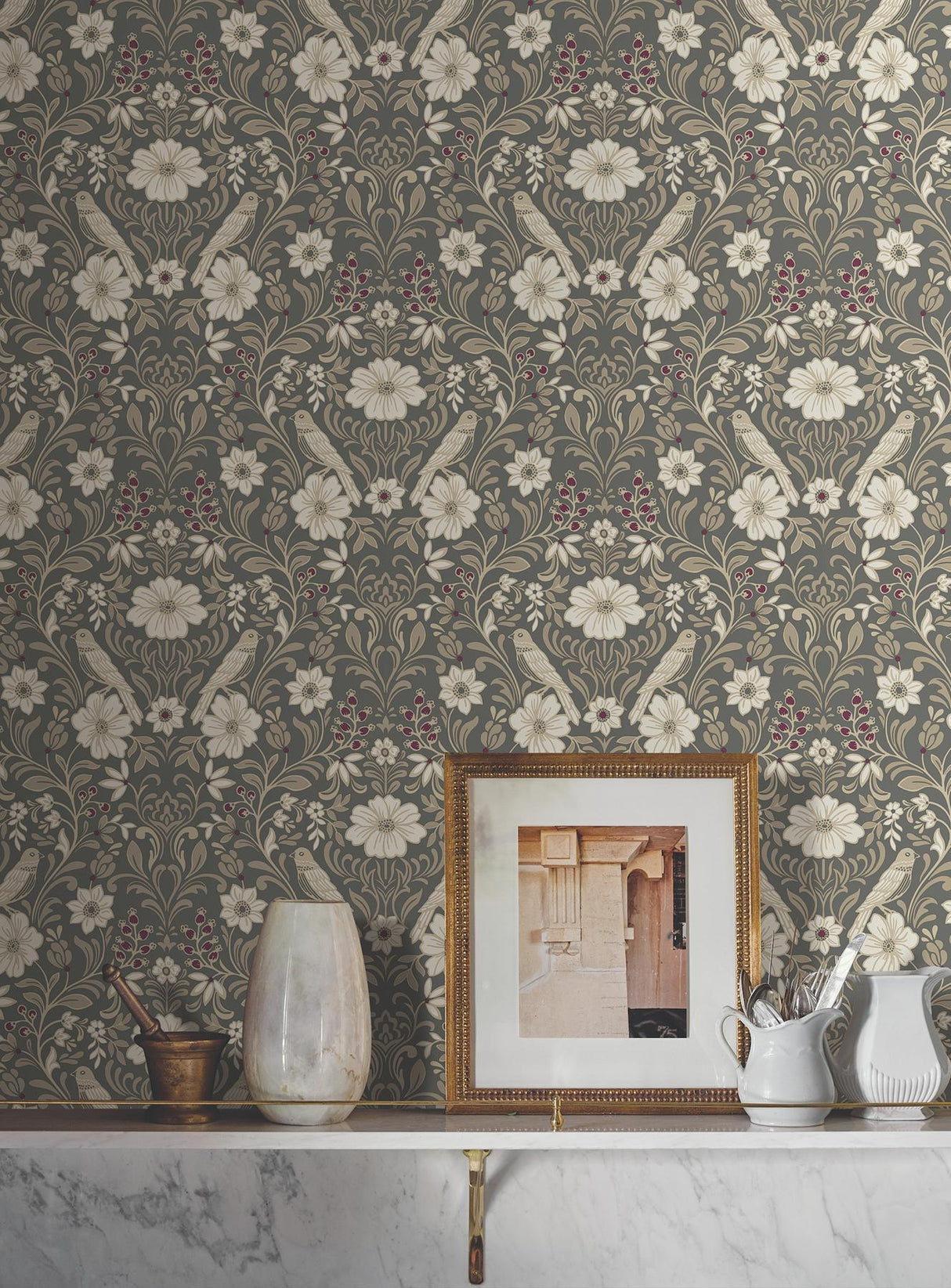 Magnolia Home Colette Grey Wallpaper