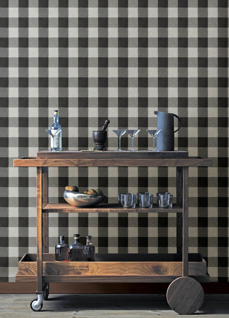 Brewster Home Fashions Lumberjack Black Wallpaper