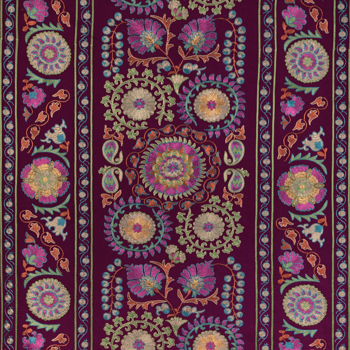 Brunschwig & Fils SAANVI EMB PLUM/LEAF Fabric