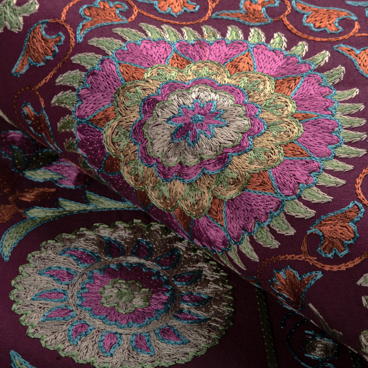 Brunschwig & Fils SAANVI EMB PLUM/LEAF Fabric