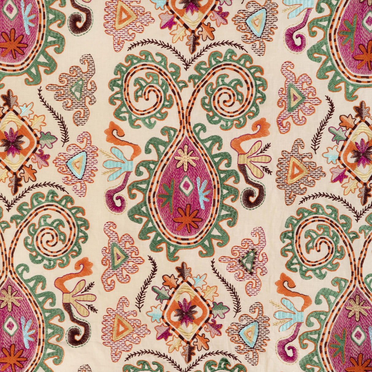 Brunschwig & Fils LAVALI EMB PLUM/MULTI Drapery Fabric