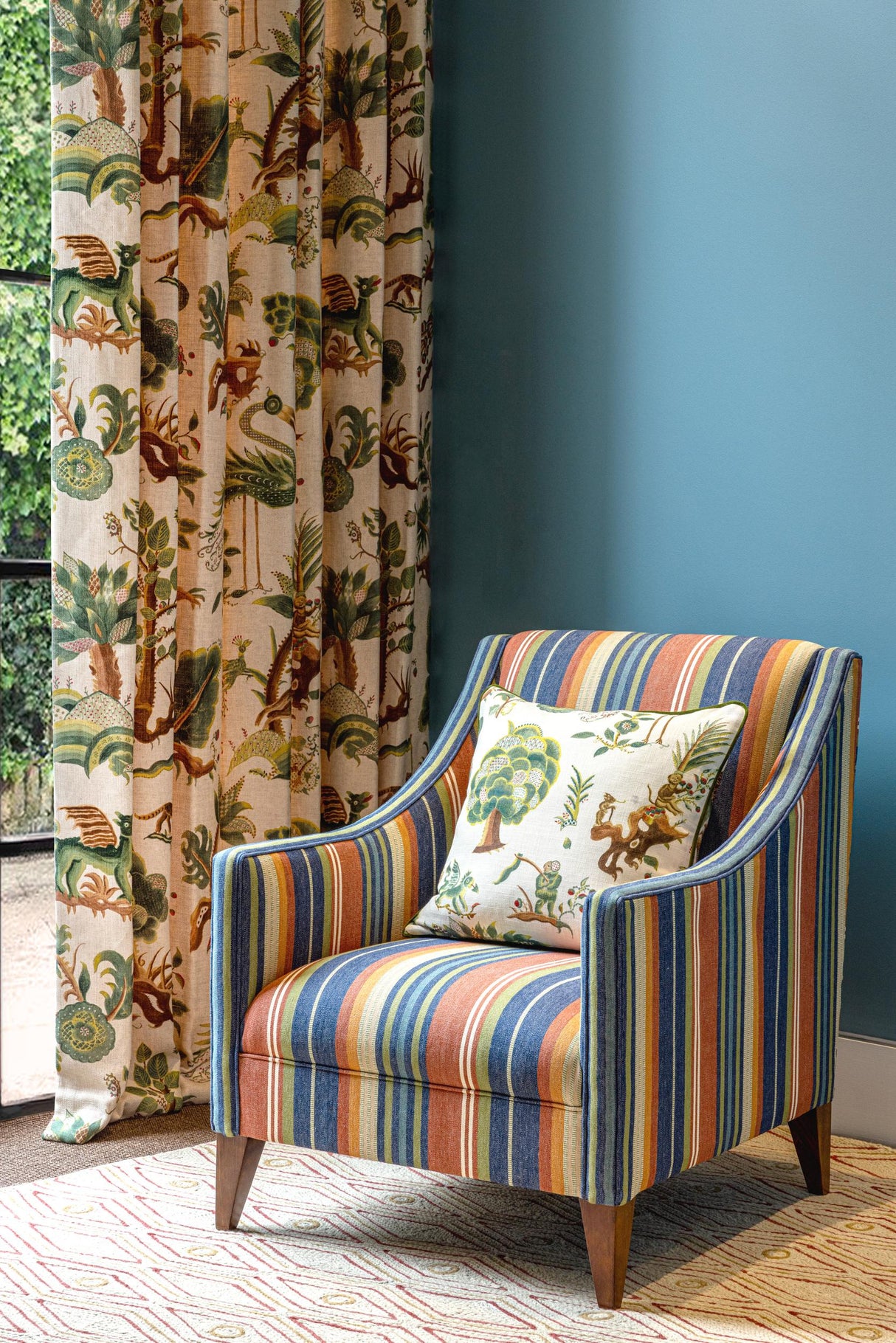 G P & J Baker PETRA STRIPE RED/BLUE Fabric