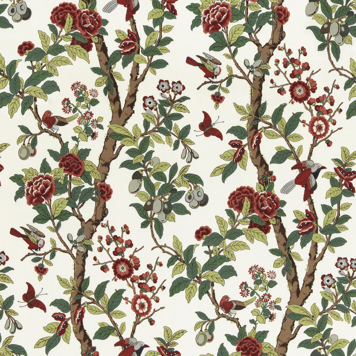 G P & J Baker ELDON DOCUMENT RED/GREEN Fabric