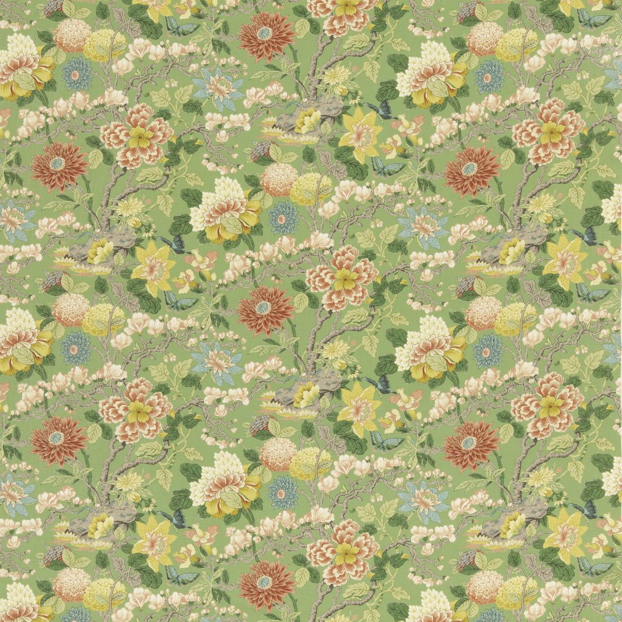 G P & J Baker LITTLE MAGNOLIA EMERALD Fabric