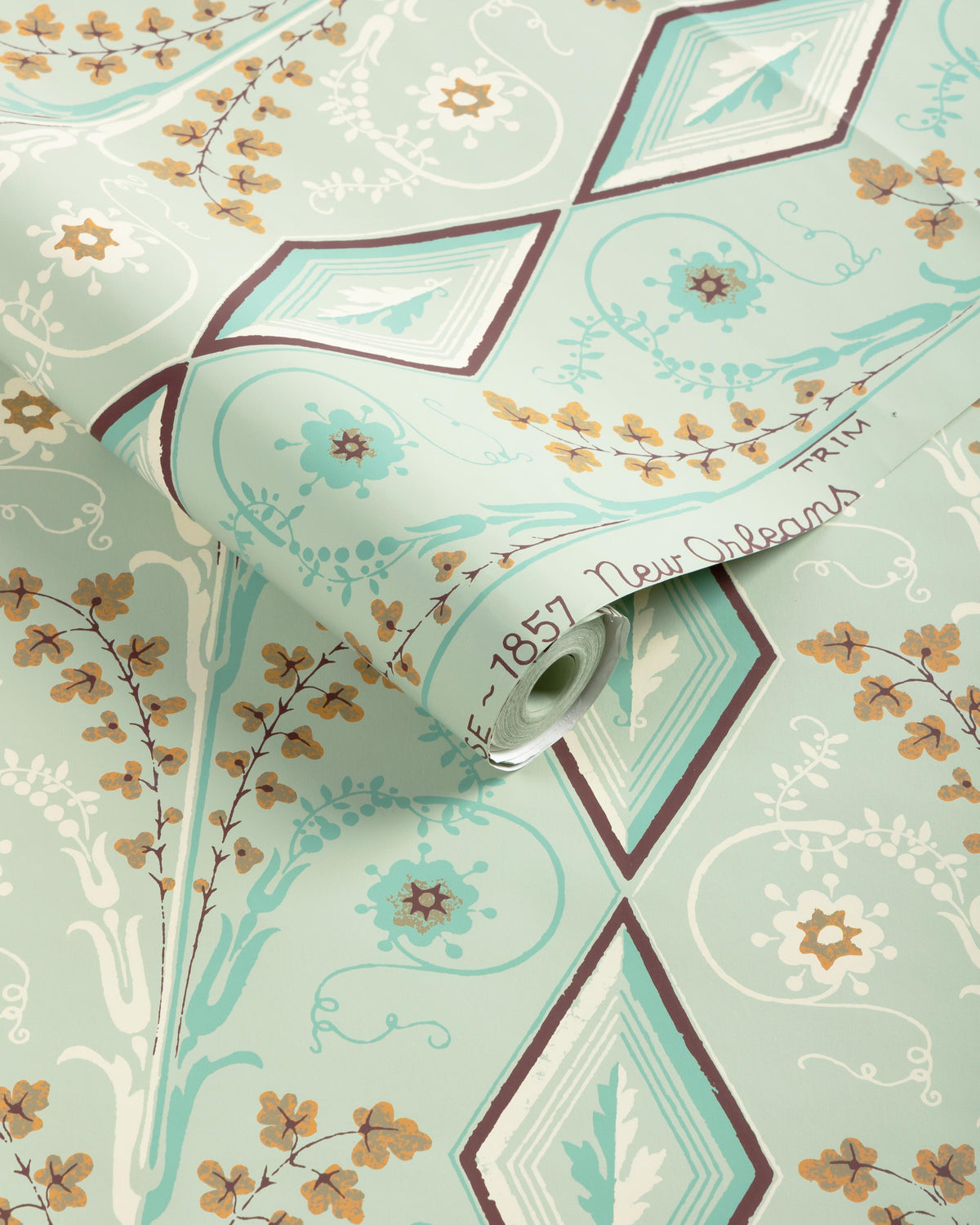 Brunschwig & Fils GALLIER DIAMOND SEAFOAM Wallpaper