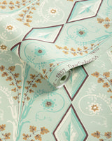 Brunschwig & Fils GALLIER DIAMOND SEAFOAM Wallpaper