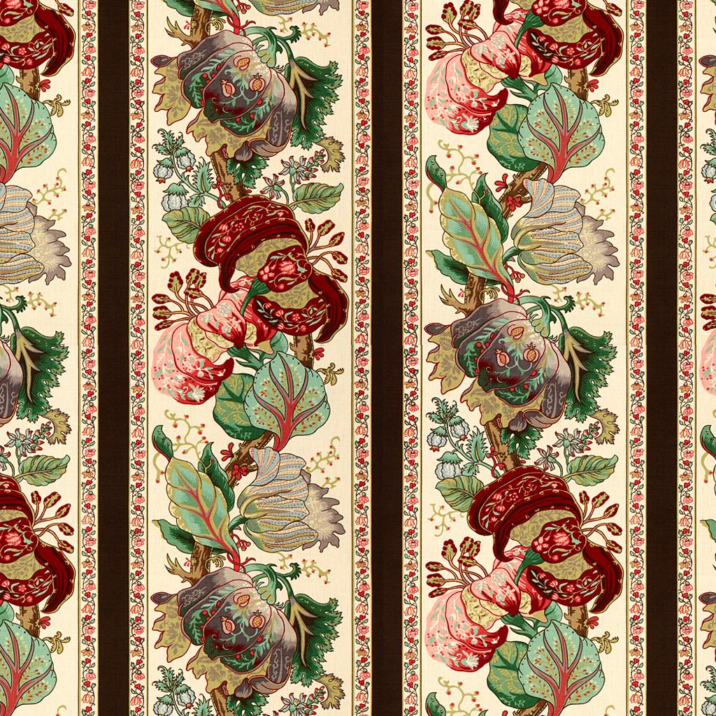 Brunschwig & Fils LA PORTUGAISE COT/LIN PRT BROWN STRIPE Fabric